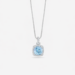 Sky Blue Radiance Cushion Diamond 925 Silver Pendant Necklace