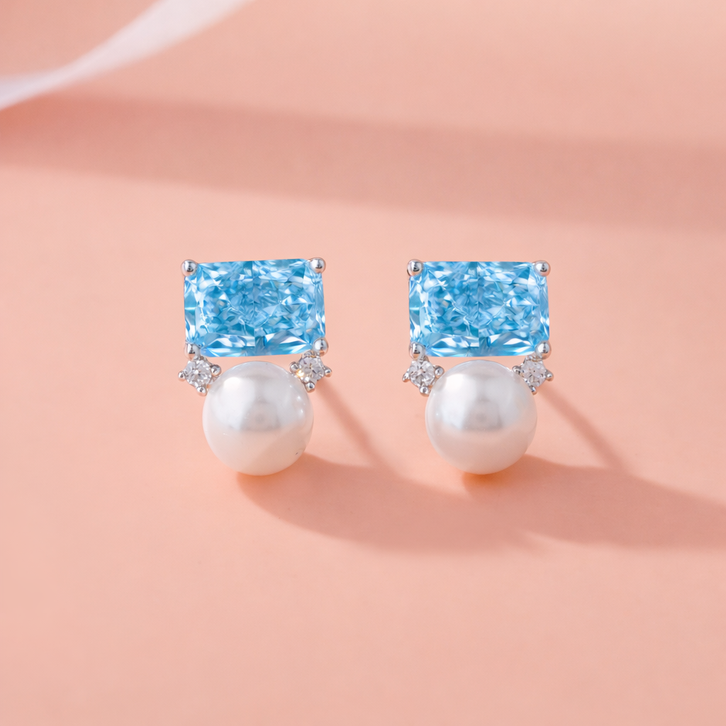 Blue Pearl Drop Earrings