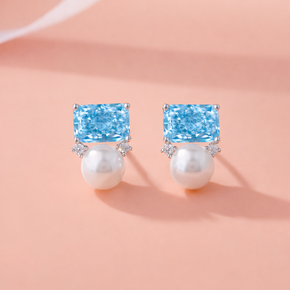 Blue Pearl Drop Earrings