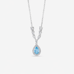 Sky Blue Stone Teardrop 925 Silver Pendant Necklace