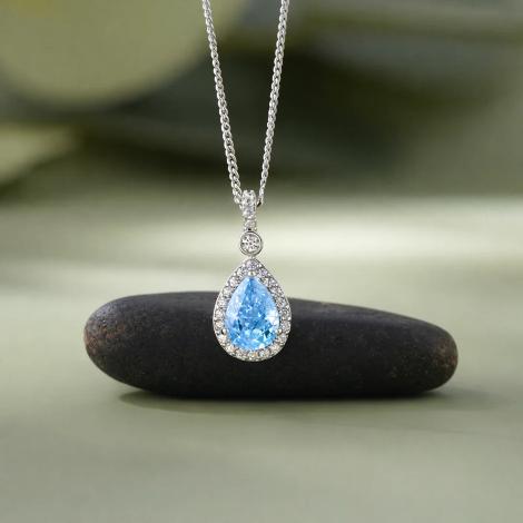 Sky Drop Halo Diamond 925 Silver Pendant Necklace for Women