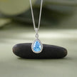 Sky Drop Halo Diamond 925 Silver Pendant Necklace for Women