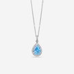 Sky Drop Halo Diamond 925 Silver Pendant Necklace for Women