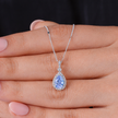 Sky Drop Halo Diamond 925 Silver Pendant Necklace for Women