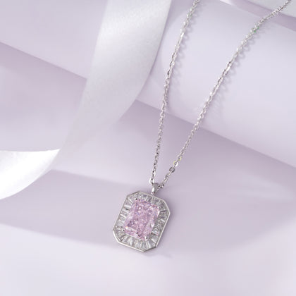 soft blush cushion diamond 925 silver pendant chain