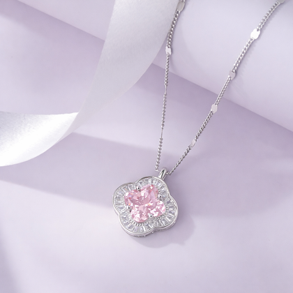 Soft Blush Diamond 925 Sterling Silver Pendant Necklace for Women