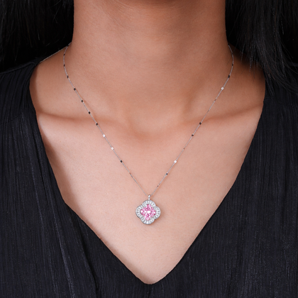 Soft Blush Diamond 925 Sterling Silver Pendant Necklace for Women