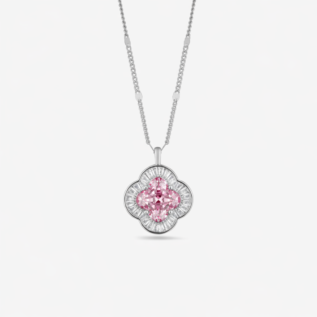 Soft Blush Diamond 925 Sterling Silver Pendant Necklace for Women