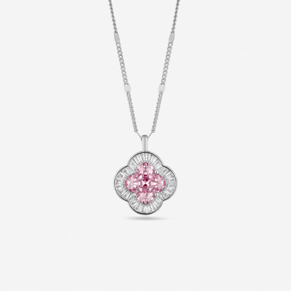 Soft Blush Diamond 925 Sterling Silver Pendant Necklace for Women