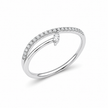 925 Sterling Silver Marquise CZ Solitaire Ring with Pavé Band