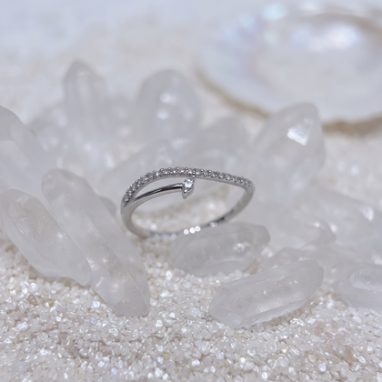 925 Sterling Silver Marquise CZ Solitaire Ring with Pavé Band