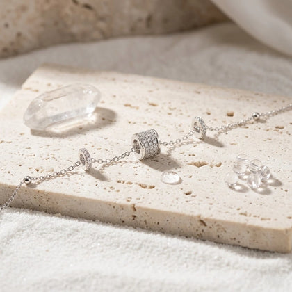 Sparkling Circle Design 925 Sterling Silver Bracelet for Women