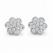 Floral Pavé CZ Diamond 925 Sterling Silver Stud Earrings for Women