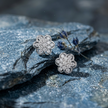 Floral Pavé CZ Diamond 925 Sterling Silver Stud Earrings for Women