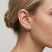 Floral Pavé CZ Diamond 925 Sterling Silver Stud Earrings for Women