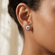 Pavé Circle Link 925 Sterling Silver Stud Earrings for Women