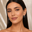925 Sterling Silver Double Circle Drop Earrings with Cubic Zirconia for Women