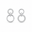 925 Sterling Silver Double Circle Drop Earrings with Cubic Zirconia for Women