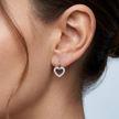 Open Heart Pavé CZ Diamond 925 Sterling Silver Stud Earrings for Women