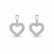 Open Heart Pavé CZ Diamond 925 Sterling Silver Stud Earrings for Women