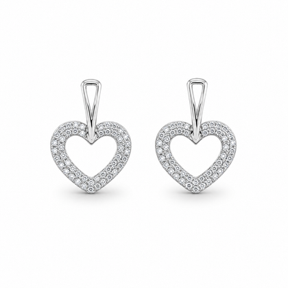 Open Heart Pavé CZ Diamond 925 Sterling Silver Stud Earrings for Women