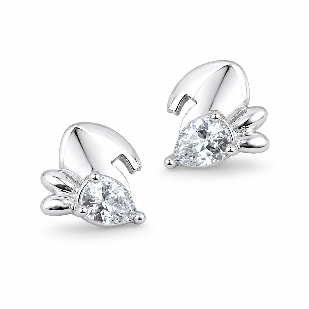 Cute Bunny CZ Diamond 925 Sterling Silver Stud Earrings for Women
