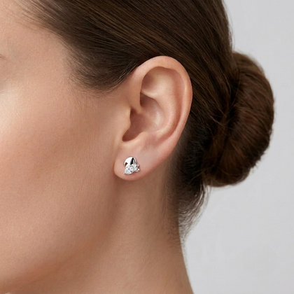 Cute Bunny CZ Diamond 925 Sterling Silver Stud Earrings for Women