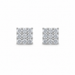 Square Cluster CZ Diamond 925 Sterling Silver Stud Earrings for Women