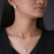 Square Design Cushion Cut Diamond CZ 925 Sterling Silver Pendant Set for Women