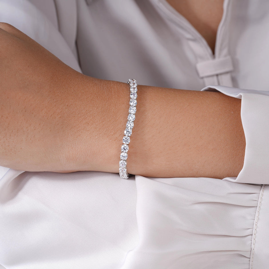 Classic Tennis Diamond Silver Bracelet for Women