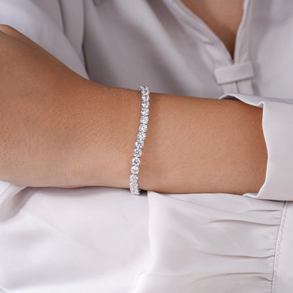Classic Tennis Diamond Silver Bracelet for Women