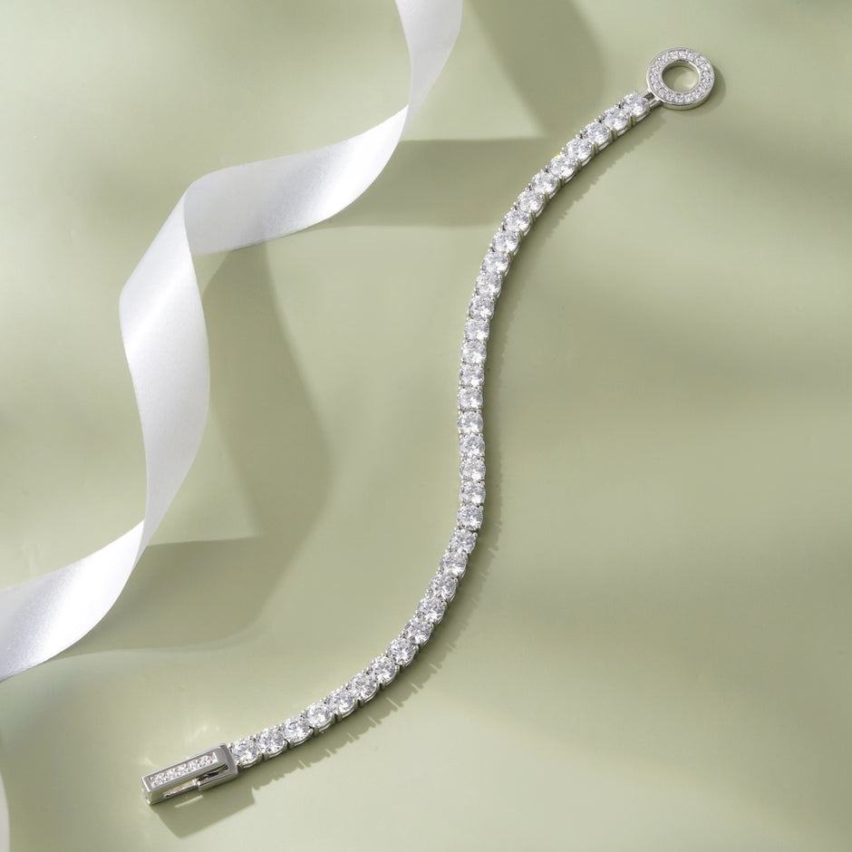 Classic Tennis Diamond Silver Bracelet for Women
