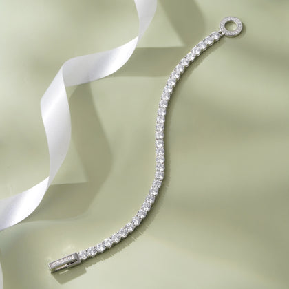 Classic Tennis Diamond Silver Bracelet for Women
