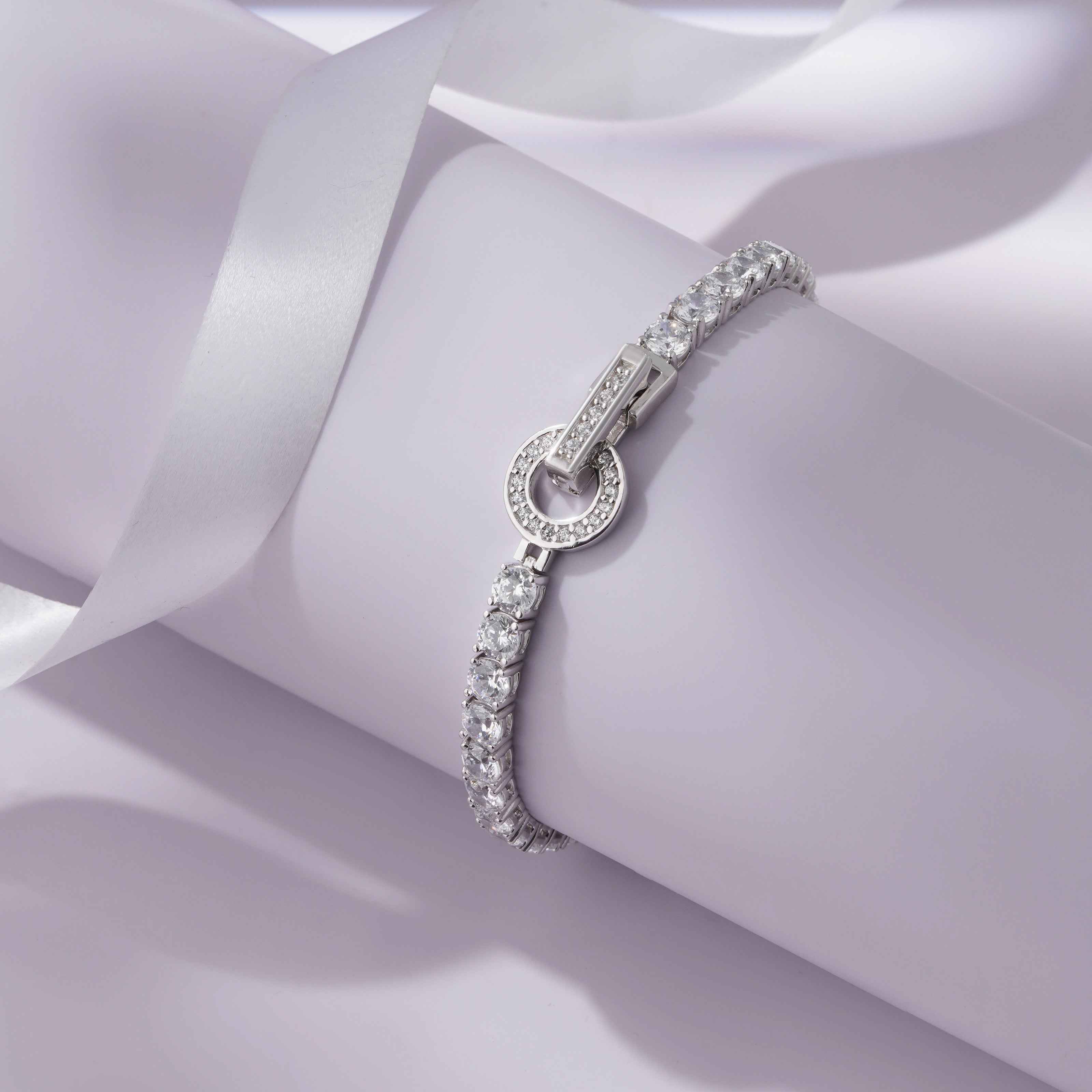 Classic Tennis Diamond Silver Bracelet for Women