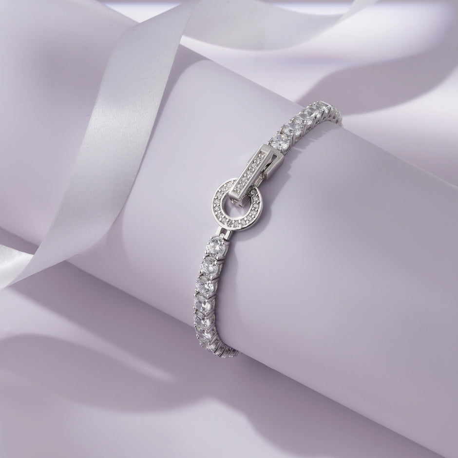 Classic Tennis Diamond Silver Bracelet for Women