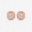 Square Diamond Rose Gold Stud Earrings