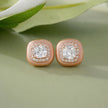 Square Diamond Rose Gold Stud Earrings