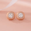 Square Diamond Rose Gold Stud Earrings