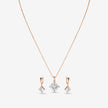 Square Drop 925 Sterling Silver Rose Gold Pendant Set for Women