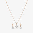 Square Drop 925 Sterling Silver Rose Gold Pendant Set for Women