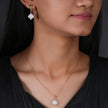Square Drop 925 Sterling Silver Rose Gold Pendant Set for Women