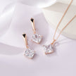 Square Drop 925 Sterling Silver Rose Gold Pendant Set for Women