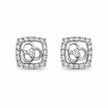 Square Floral Diamond 925 Sterling Silver Stud Earrings for Women