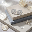 Square Floral Diamond 925 Sterling Silver Stud Earrings for Women
