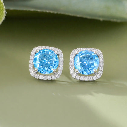 Blue stone 925 silver stud earrings