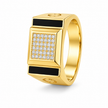 Men's Yellow Gold Finish Square CZ Diamond Ring in 925 Sterling Silver