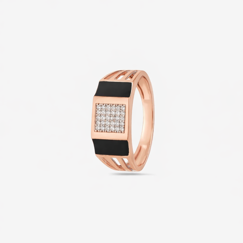 Square Design Modern Diamond 925 Sterling Silver Rose Gold Ring for men