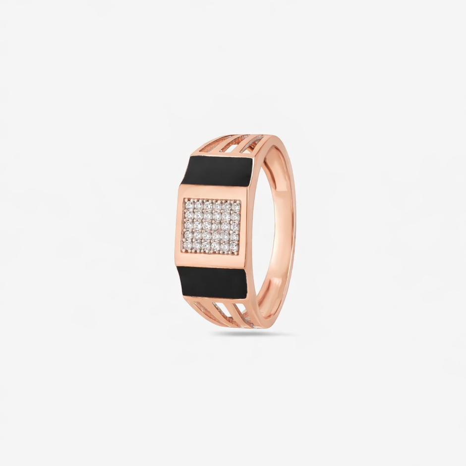 Square Design Modern Diamond 925 Sterling Silver Rose Gold Ring for men