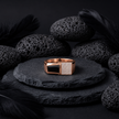 Men's Rose Gold Black Onyx Ring with CZ Diamonds in 925 Sterling Silver
