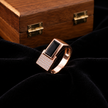 Men's Rose Gold Black Onyx Ring with CZ Diamonds in 925 Sterling Silver